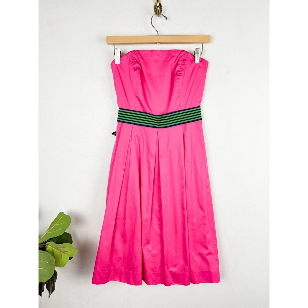 Vintage Lilly Pulitzer Hot Pink Belted Strapless Dress Sz 0